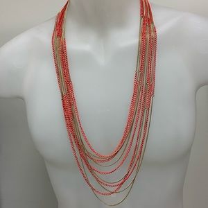 Summer Coral Layered Chain Necklace